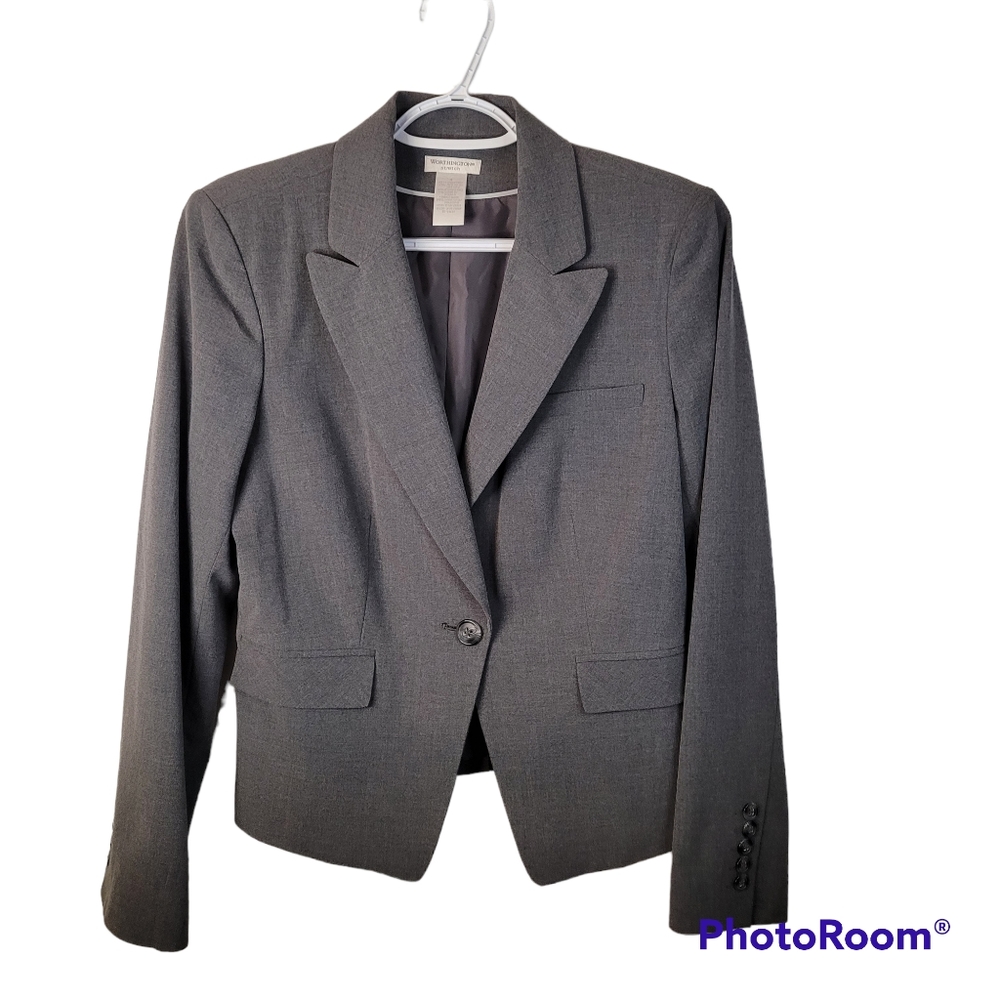 Worthington Stretch Womens Grey Blazer Size 8 Career Wear Lined